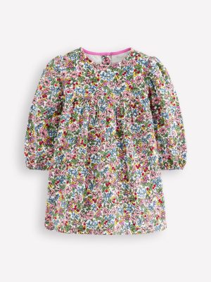 Yoke Detail Woven Dress-Coconut Berry Floral