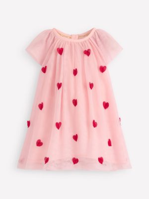 Layered Tulle Dress-Chalk Pink Hearts