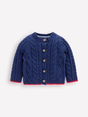 Heritage Cable Cardigan-Medieval Blue