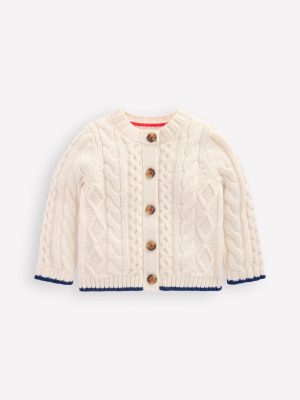 Heritage Cable Cardigan-Ecru Marl