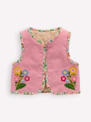 Reversible Embroidered Gilet-Zephyr/Coconut Milk
