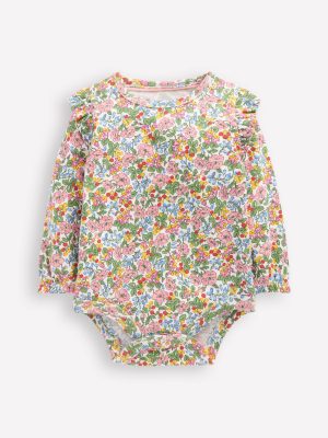 Frill Shoulder Body-Soft Ivory Berry Floral
