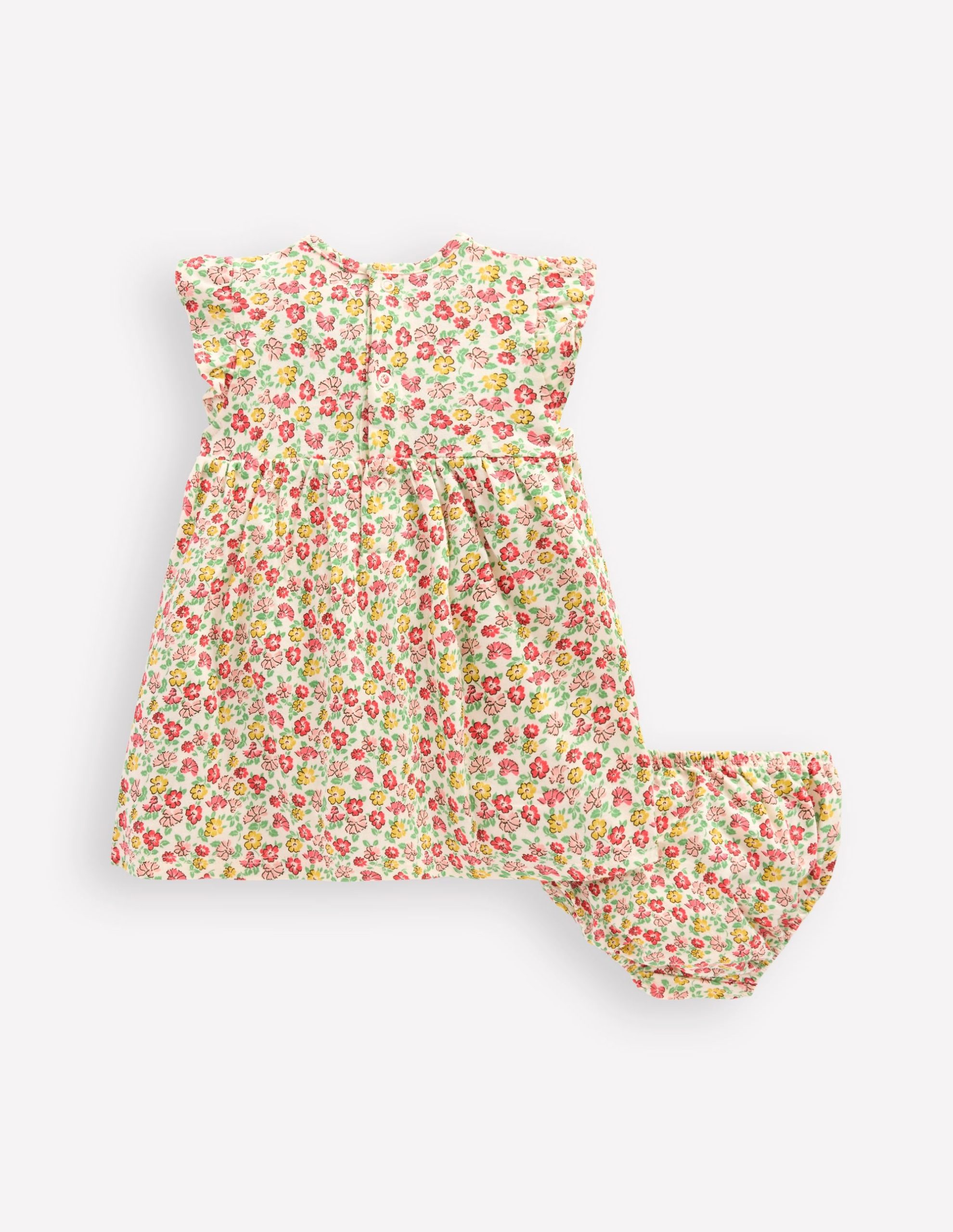 Jersey Frill Sleeve Dress-Multi Summer Flowerbed - Image 2