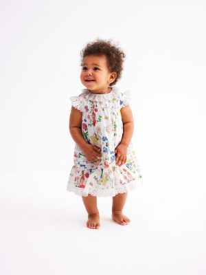 Broderie Ruffle Dress-Coconut Milk Fairies