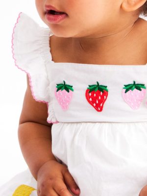 Appliqu?? Ruffle Dress-Soft Ivory Fruit