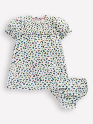 Double Cloth Dress-Soft Ivory Ditsy