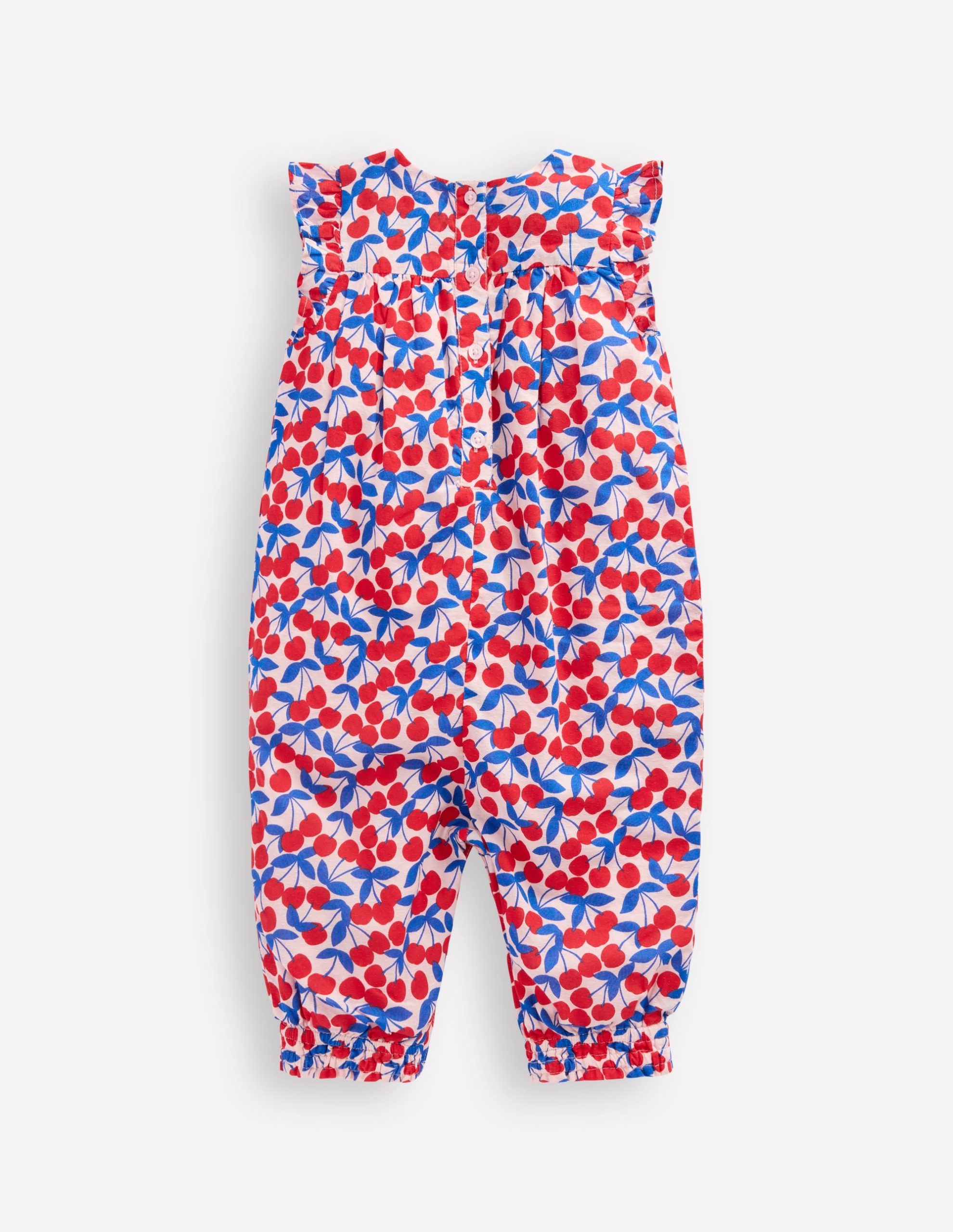 Ruffle Sleeve Romper-Chalk Pink Cherries - Image 2