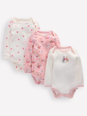 3-pack Pointelle Bodies-Pink Love Bunnies