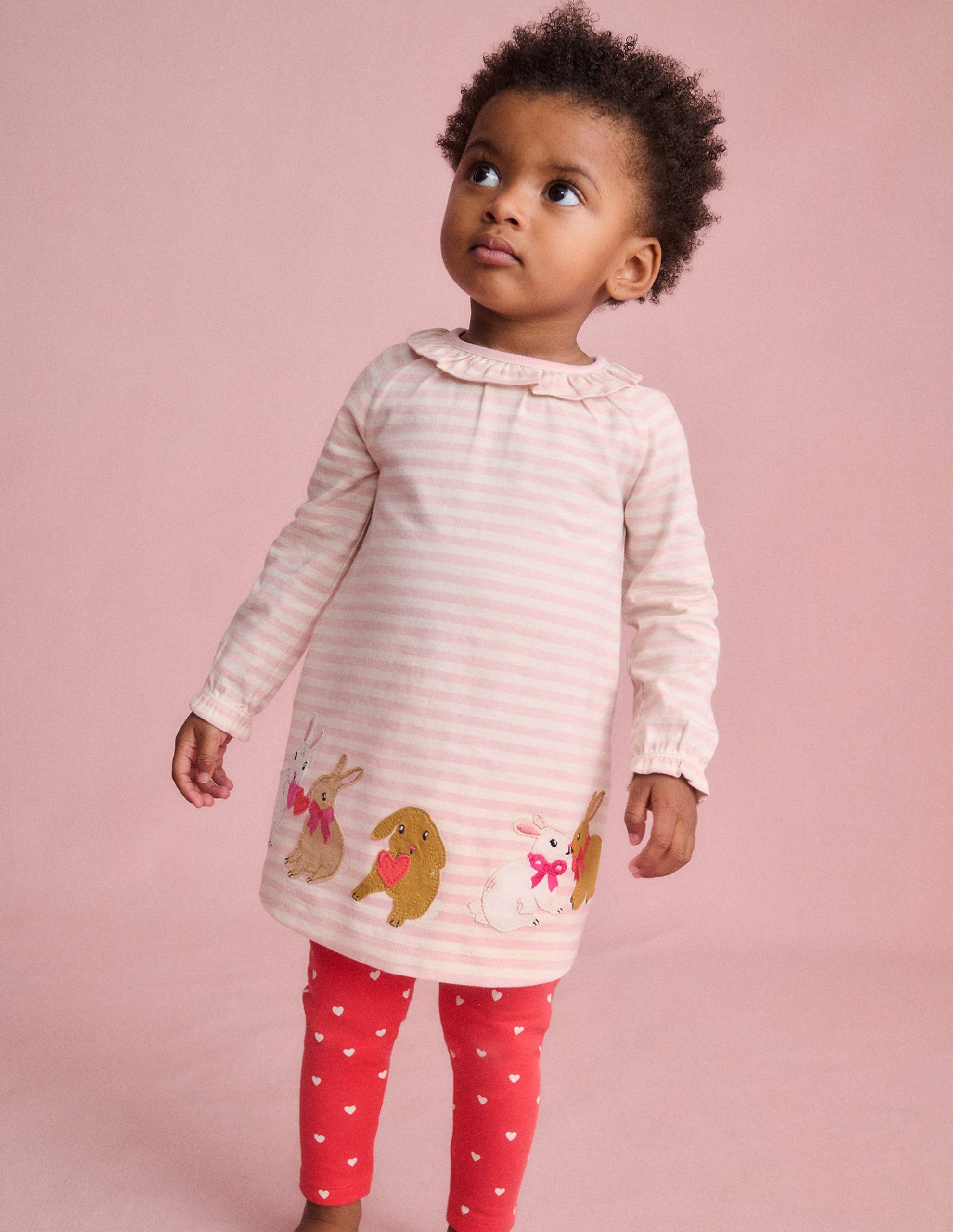 Jersey Logo Dress Set-Chalk Pink Bunnies - Image 4