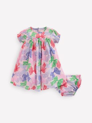 Gathered Woven Dress-French Pink Bows