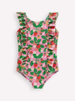 Frilly Swimsuit-Pink Strawberry Patch