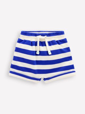 Boys Jersey Shorts-Bright Blue & Soft Ivory