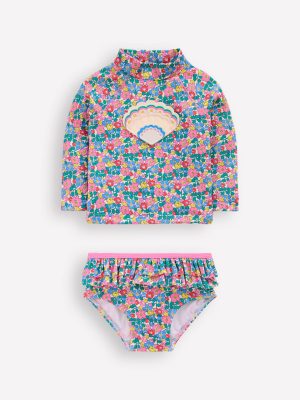 Frilly Rash Vest Set-Multi Flowerbed Shell