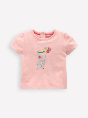Girls Puff Sleeve Logo T-Shirt-Chalk Pink May Day Bunny