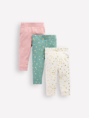 3-pack Pointelle Leggings-Multi Foil Stars