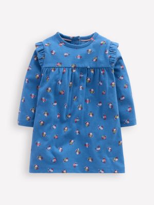 Printed Jersey Dress-Blue Floral