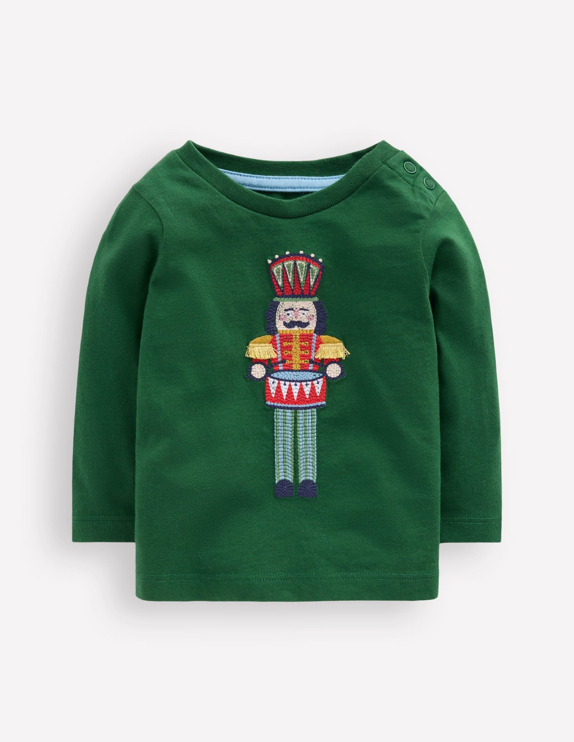 Long Sleeve Appliqu?? T-Shirt-Pine Green Nutcracker - Image 2