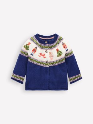 Edie Fair Isle Cardigan-College Navy Nutcracker