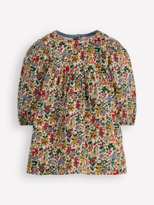 Yoke Detail Woven Dress-Small Flower Meadow