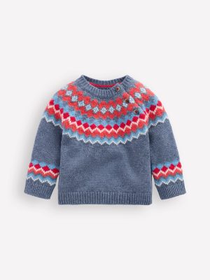 Fair Isle Button Jumper-Blue Classic Fair Isle