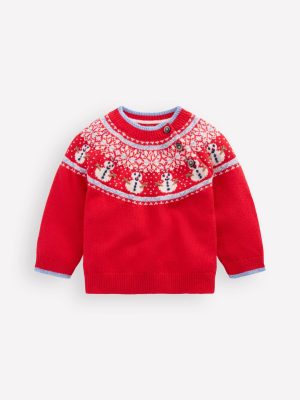 Fair isle Sweater-Red Snowman