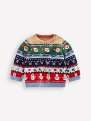 Fair isle Sweater-Multi Festive Fair Isle