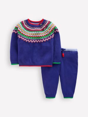 Knitted Play Set-Sapphire Blue Fair Isle