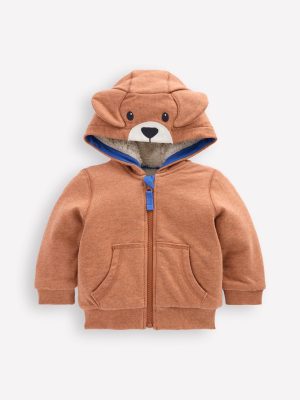 Shaggy Lined Novelty Hoodie-Brown Dog