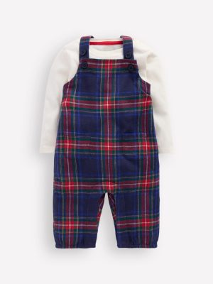 Nostalgic Romper Set-Navy Check