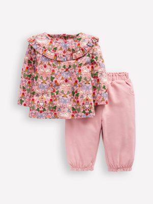 Frilly Jersey Play Set-Vintage Pink Birds