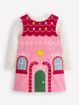 Novelty Cord Dress Set-Gingerbread House