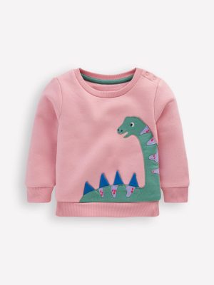 Girls Novelty Sweatshirt-Vintage Pink Dino