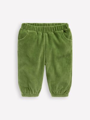 Jersey Cord Trousers-Broccoli Green
