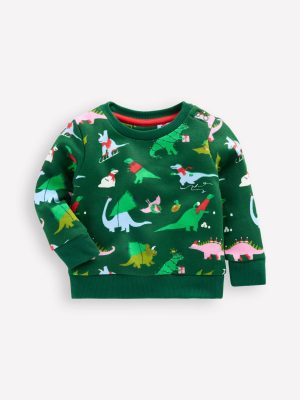 Printed Sweatshirt-Green Dinos