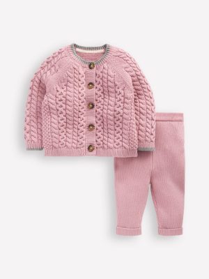 Cable Knitted Play Set-Vintage Pink