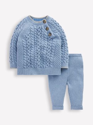 Cable Knitted Play Set-Glacier Blue Marl