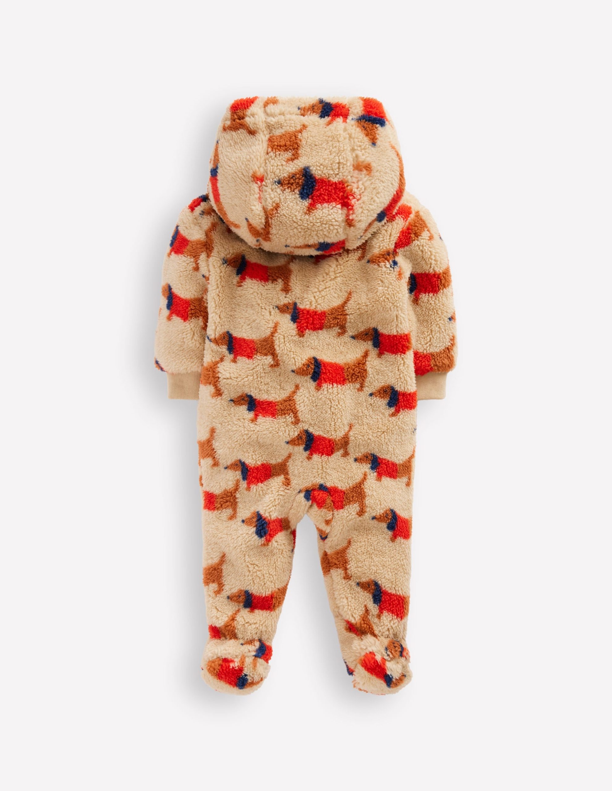Printed Fleece Pramsuit-Oatmeal/Mars Red Sausage Dogs - Image 2