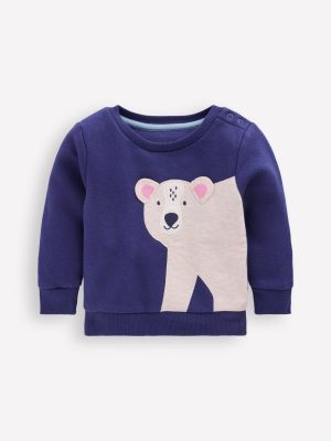 Boys Appliqu?? Sweatshirt-Navy Polar Bear