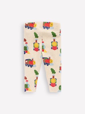 3-pack Rib Leggings-Oatmeal Marl Trains