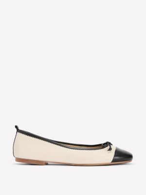 Kitty Flexi Sole Ballet Pumps-Ecru/Black