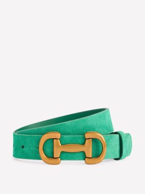 Iris Snaffle-Trim Leather Belt-Rich Emerald