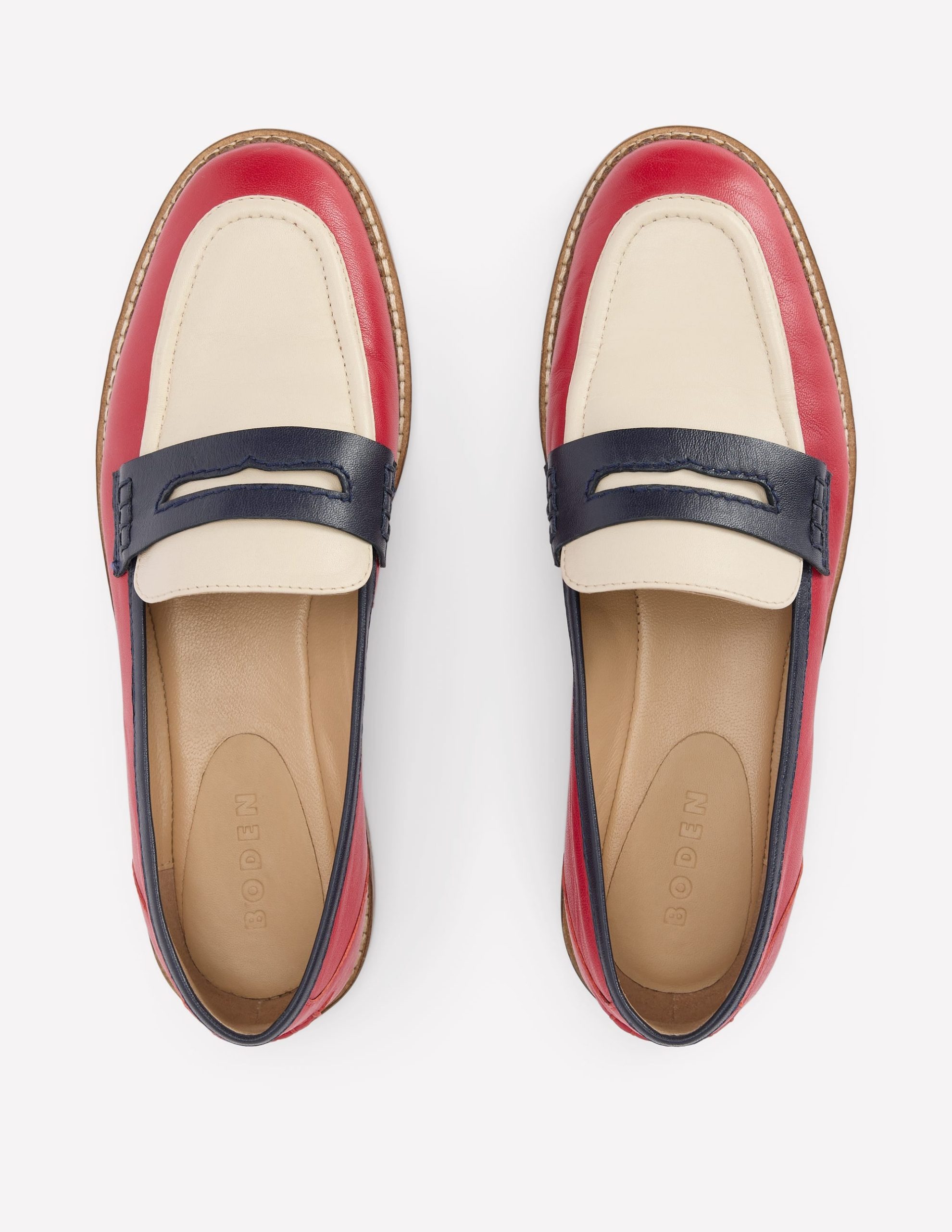 Nya Penny Loafers-Pillarbox Red/Navy - Image 5