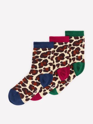 3 Pack Novelty Socks-Leopard