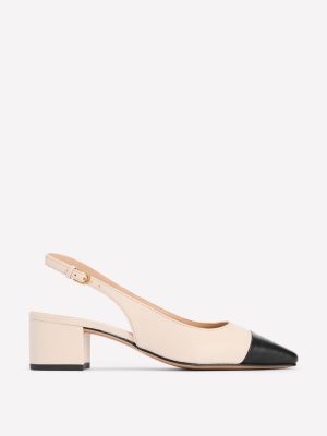 Ailsa Block Heel Slingbacks-Ecru