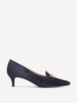 Iris Heel Snaffle Point Loafer-Navy