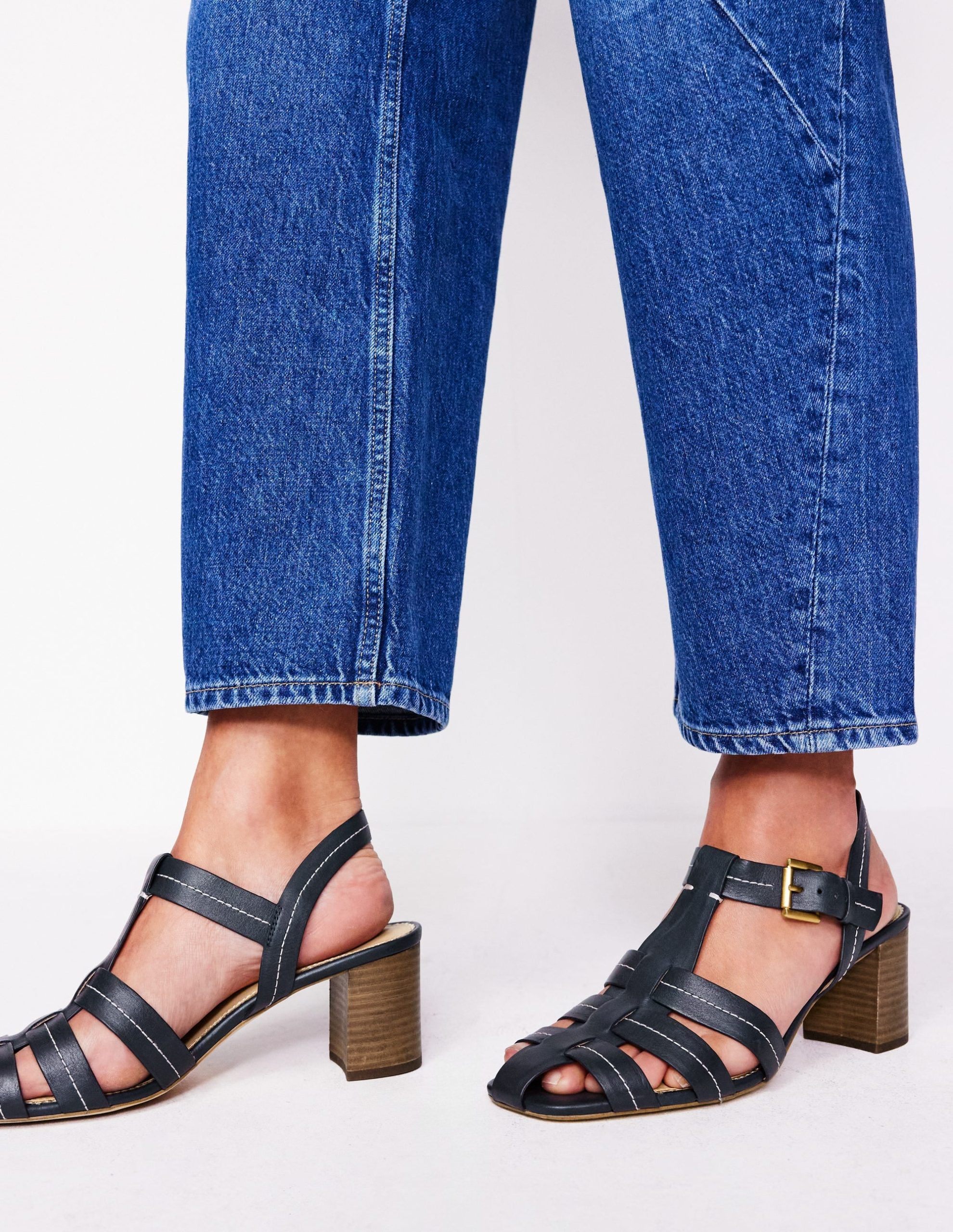 Low Block Fisherman Sandals-Navy - Image 2