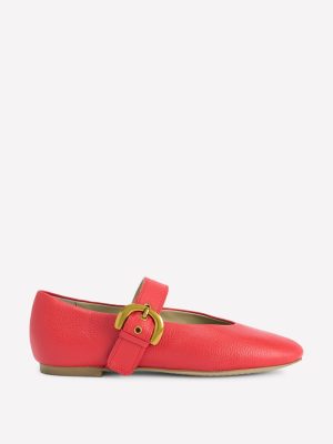 Kylie Flat Buckle Mary Janes-Post Box Red