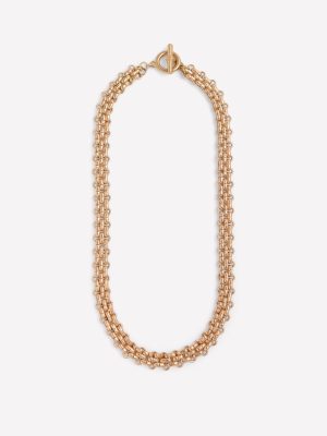 Woven Chain Necklace-Gold Colour
