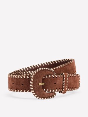 Covered Whipstitch Belt-Tan