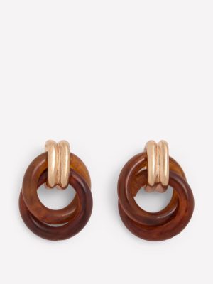 Double Twist Earrings-Brown Tort
